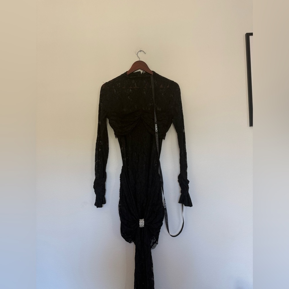 Chic Black Lace Long Sleeve Dress - Picture 2 of 6